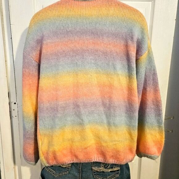 Woman's pastel rainbow colored sweater cardigan Soft sz Small - Picture 3 of 4